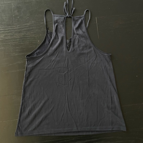 Abercrombie & Fitch Open Lace Front Navy Tank - Picture 2 of 3